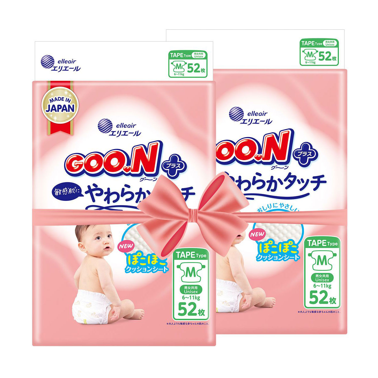 Підгузки Goo.N Plus розмір M (6-11 кг), 104 шт